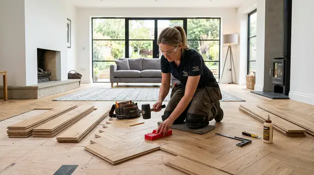 Flooring professional at work