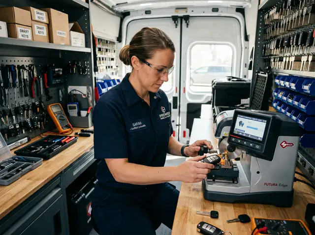Locksmith professional at work