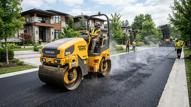 Paving professional at work